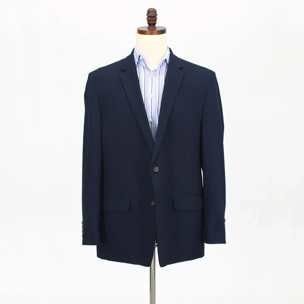 Haggar 50R Navy Solid 2-Button Sport Coat Blazer Jacket T659